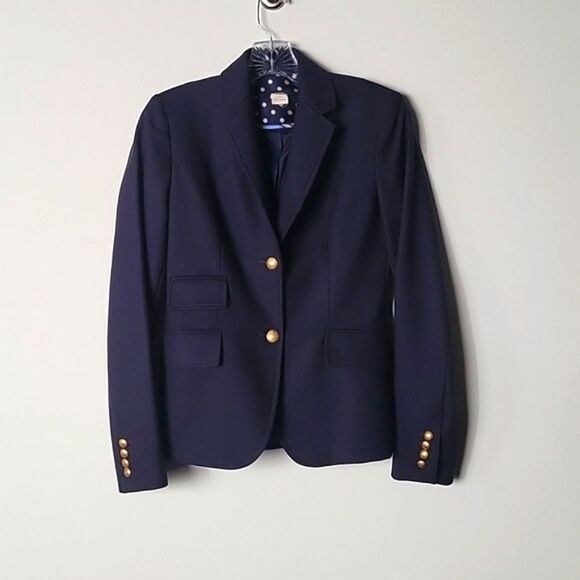 NEW J Crew Sz 0 Navy Wool Hac king Jacket Blazer Equestrian Riding Academia Prep - Picture 1 of 15